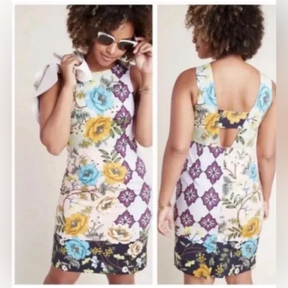 Anthropologie LISSA TWILL MINI DRESS Maeve Patterned Floral Dress